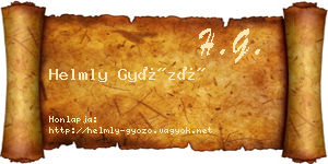 Helmly Győző névjegykártya